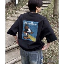 ILL'S Disney ヴィンテージライクプリント ミッキー ポスタープリント半袖Tシャツ