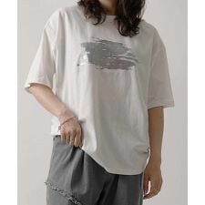 Confirm アブストラクトグラフィック箔プリント 半袖Tシャツ