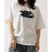 Confirm アブストラクトグラフィック箔プリント 半袖Tシャツ