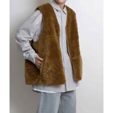 Confirm フェイクファー / ボア オーバージップアップベスト