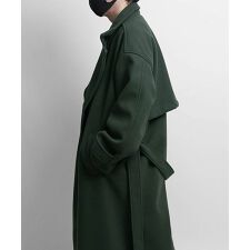 コンファーム(Confirm)のConfirm オーバーサイズ ウールライク メルトン スタンドネック ロングトレンチコート