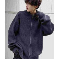 Confirm ビッグシルエット 畦編み フルジップドライバーズニット ユニセックス