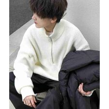 Confirm ビッグシルエット 畦編みハーフジッププルオーバーニット ユニセックス