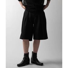 Confirm 箔デニム ワイドストレートスラックスハーフパンツ