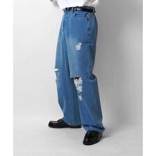 Confirm ヴィンテージライク ダメージ加工 ワイドデニムパンツ