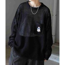 イルズ(ILLS)のILL'S 【RED CAP GIRL】 ワンポイント刺繍 メッシュニットプルオーバー