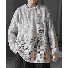 イルズ(ILLS)のILL'S 【RED CAP GIRL】 ワンポイント刺繍 メッシュニットプルオーバー