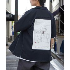 ILL'S 【Roo ルー】カップルフォト バックプリントオープンカラーシャツ