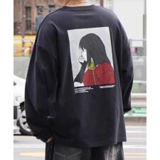 ILL'S イラストバックプリント ワンポイント刺繍 ビッグシルエットロンT