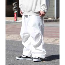 ILL'S ワイドパラシュートパンツ 裾ドローコード スノーパンツ