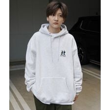 ILL’S ワンポイント刺繍ロゴ ビッグシルエット 裏起毛プルオーバーパーカー フーディー