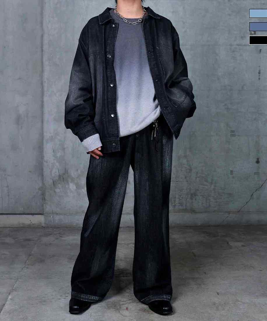 Confirm ビッグシルエット ヴィンテージライク ダブルポケット デニム