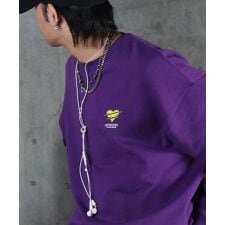 ILL'S 裏起毛 ハートワンポイント刺繍クルーネックスウェット