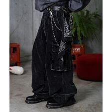 ILL'S バレル グランジ風洗い コーデュロイ カーゴパンツ