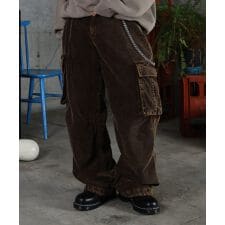 ILL'S バレル グランジ風洗い コーデュロイ カーゴパンツ