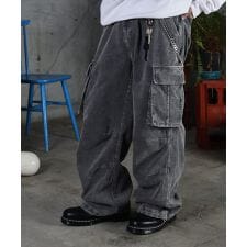 ILL'S バレル グランジ風洗い コーデュロイ カーゴパンツ