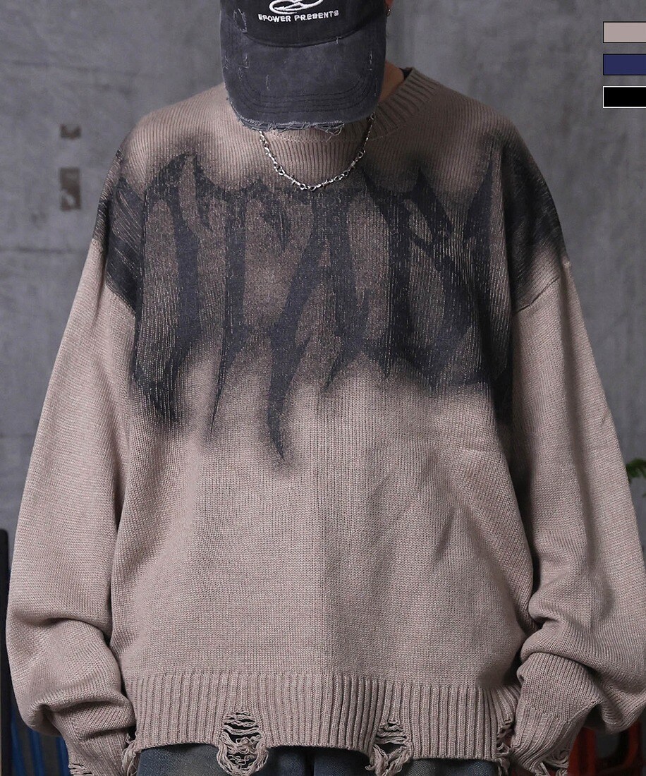 縫製が魅せる主役ディテール】表リンキングクルーニット アシッド加工