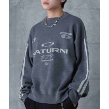 Confirm ブロークコア Y2K フロントグラフィック ジャガードニットプルオーバー