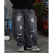 ILL'S バレルレッグ ペインドデニムパンツ