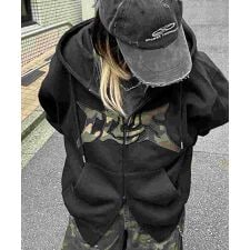 ILL'S タギング総柄 フルジップフーディ