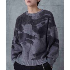 Confirm アブストラクト柄 モヘアライク クルーニット プルオーバー