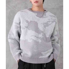 Confirm アブストラクト柄 モヘアライク クルーニット プルオーバー