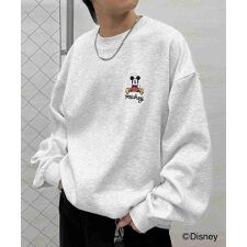 ILL'S 【Disney / ディズニー】ミッキー ワンポイント刺繍 ビッグシルエットプルオーバー