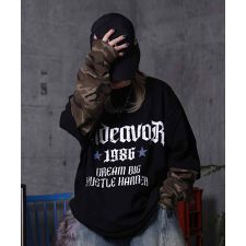 ILL'S【MAROCORE / マロコア】フェイクレイヤード 袖 カモ柄 プリント ロンT