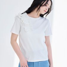 【マルチシーン】ショルダープリーツギャザーT