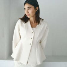 【BAILA12月号掲載】【軽量で美シルエット】ジャージーペプラムジャケット