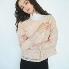 【洗えるレース】コード刺しゅうレースブラウス