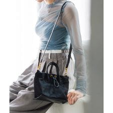 【LA MARGE】【本革】2WAY ナイロン 本革 ハンド&ショルダーバッグ