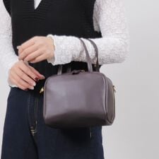 【LA MARGE】【本革】スクエア レザー ミニボストン ショルダーバッグ