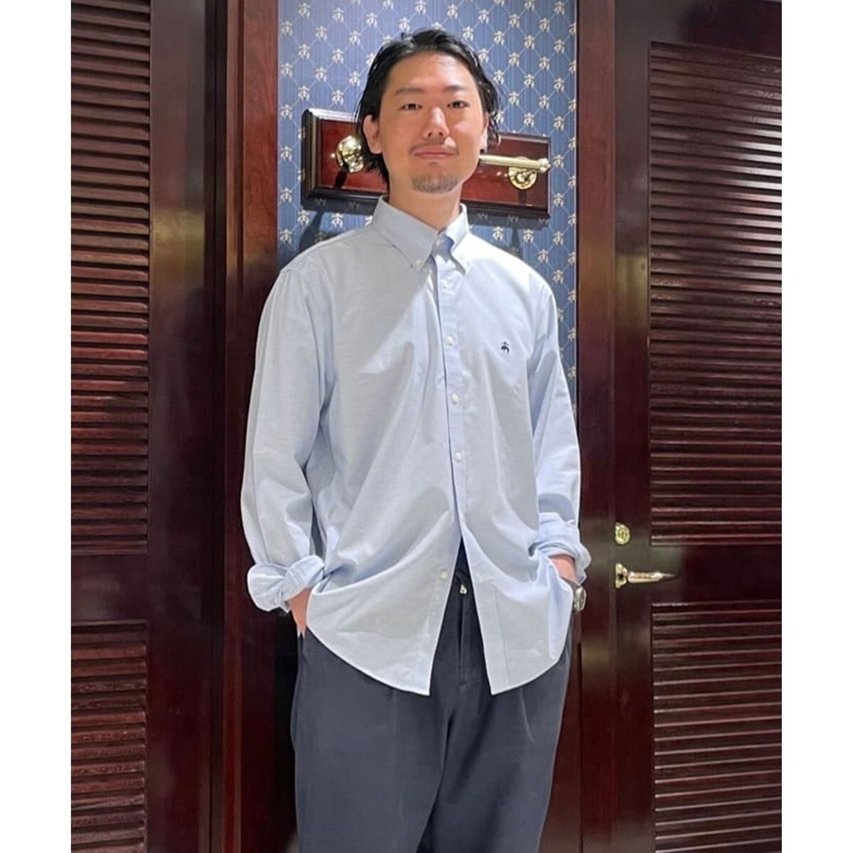 コットン シャモアクロス ダブルポケット カジュアルシャツ