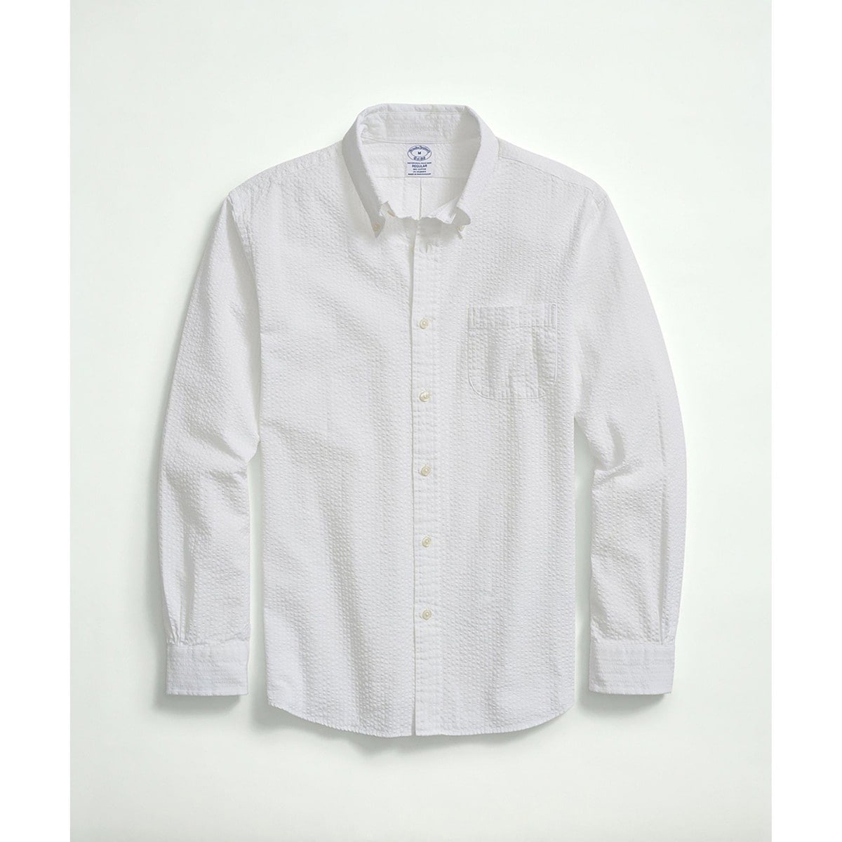 ストレッチコットン シアサッカー ソリッド カジュアルシャツ Regular