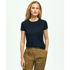 コットン/レーヨン ストレッチピケ Tシャツ