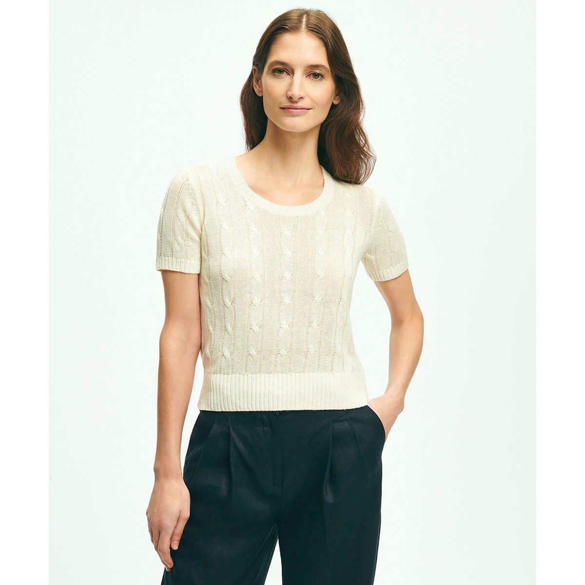 シルクブレンド クルーネック ノースリーブセーター | ブルックス