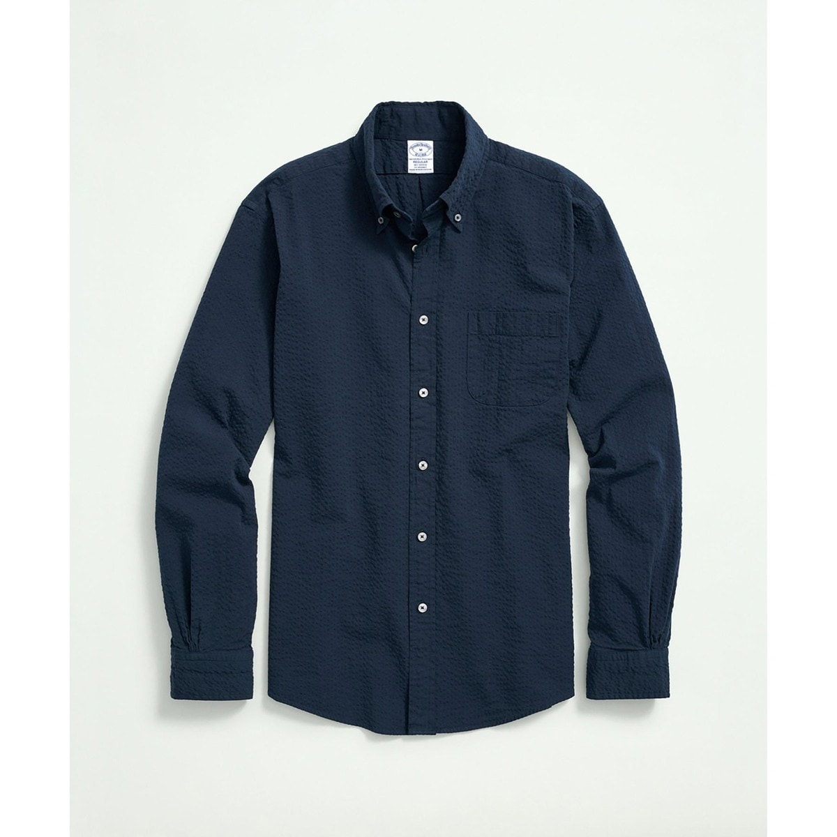 ストレッチコットン シアサッカー ソリッド カジュアルシャツ Regular