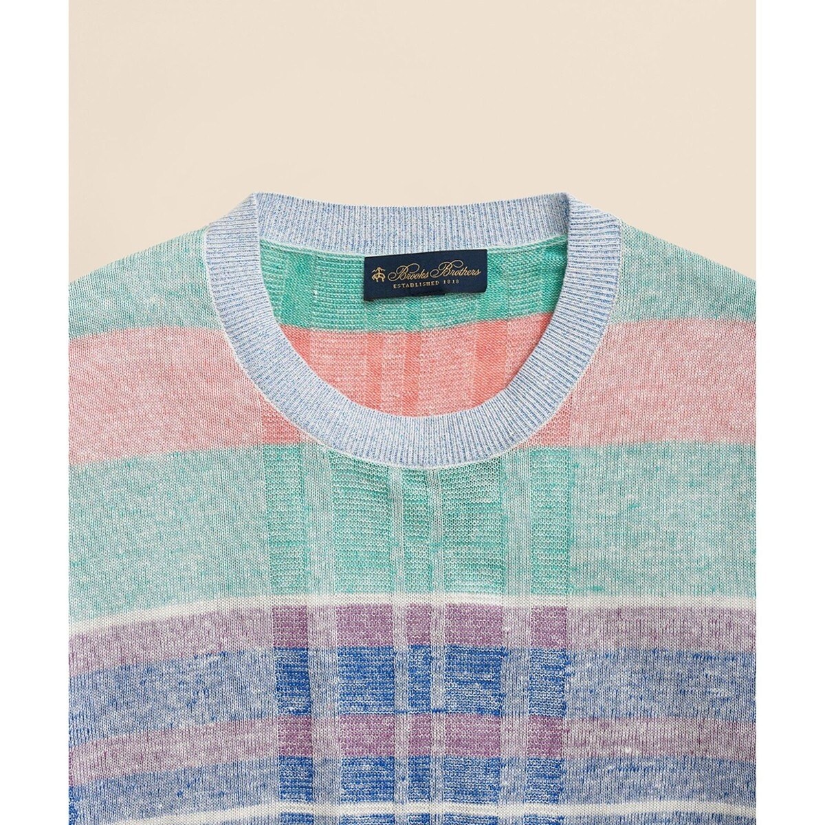 リネン マドラスチェック クルーネックセーター | ブルックス