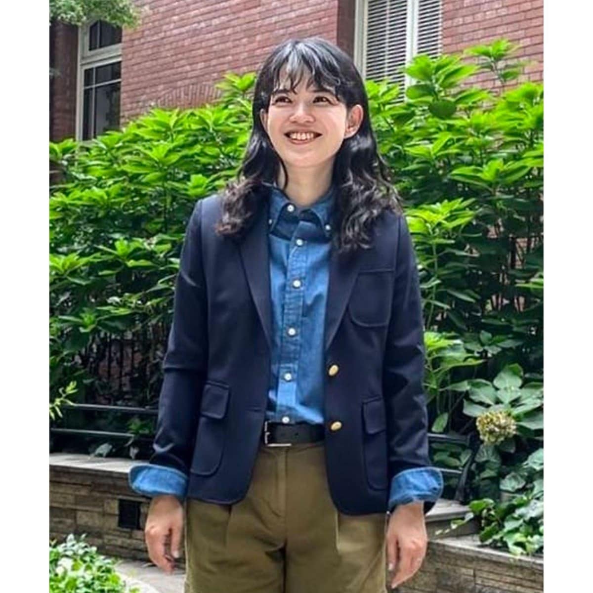 ウール/ポリエステル ストレッチツイル シングル2ボタン ブレザー