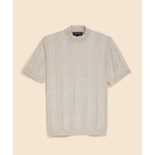 ブルックスブラザーズ(Brooks Brothers)のリネン　ストライプ　モックネック　ショートスリーブセーター