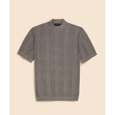 ブルックスブラザーズ(Brooks Brothers)のリネン　ストライプ　モックネック　ショートスリーブセーター