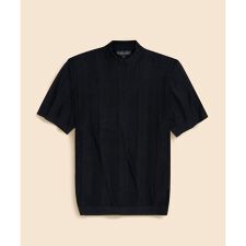 ブルックスブラザーズ(Brooks Brothers)のリネン　ストライプ　モックネック　ショートスリーブセーター