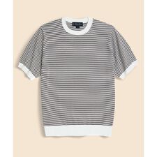 ブルックスブラザーズ(Brooks Brothers)のコットン／シルク　ストライプ　クルーネック　ショートスリーブセーター