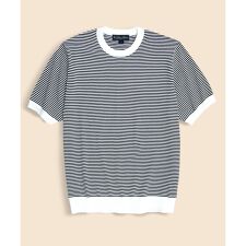 ブルックスブラザーズ(Brooks Brothers)のコットン／シルク　ストライプ　クルーネック　ショートスリーブセーター