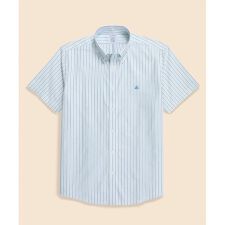 ストレッチオックスフォード　GFロゴ　オルタネイトストライプ　ショートスリーブ　カジュアルシャツ　R