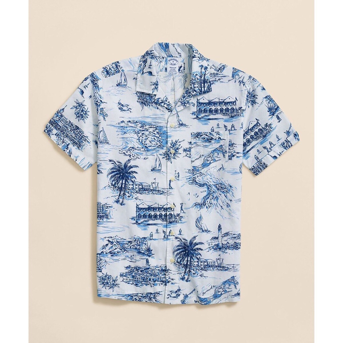 BROOKS BROTHERS ブルックスブラザーズ リネンオープンカラーシャツ Brooks Brothersブルックスブラザーズ REGENT FIT 半袖 BAIRD