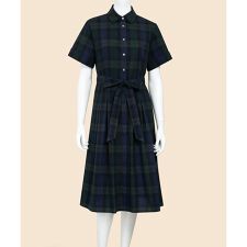 コットン　シアサッカー　チェック　ショートスリーブ　シャツワンピース