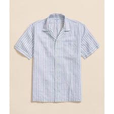 アイリッシュリネン　ストライプ　キャンプシャツ　Regular Fit