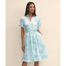 スーピマコットン　トワルドジュイ　ショートスリーブシャツワンピース